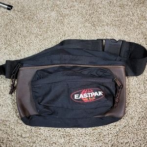 Vtg 1980s Eastpak Leather Nylon Fanny Pack Made In USA Used
